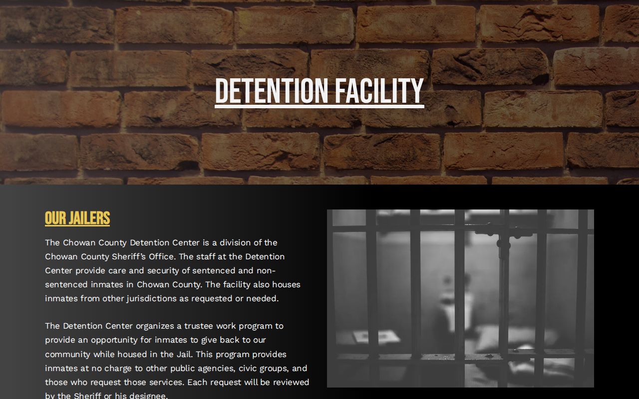 Chowan County arrest records and detention facility information