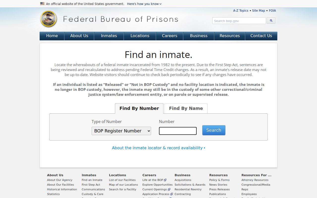 Chowan County arrest record research using the federal inmate locator