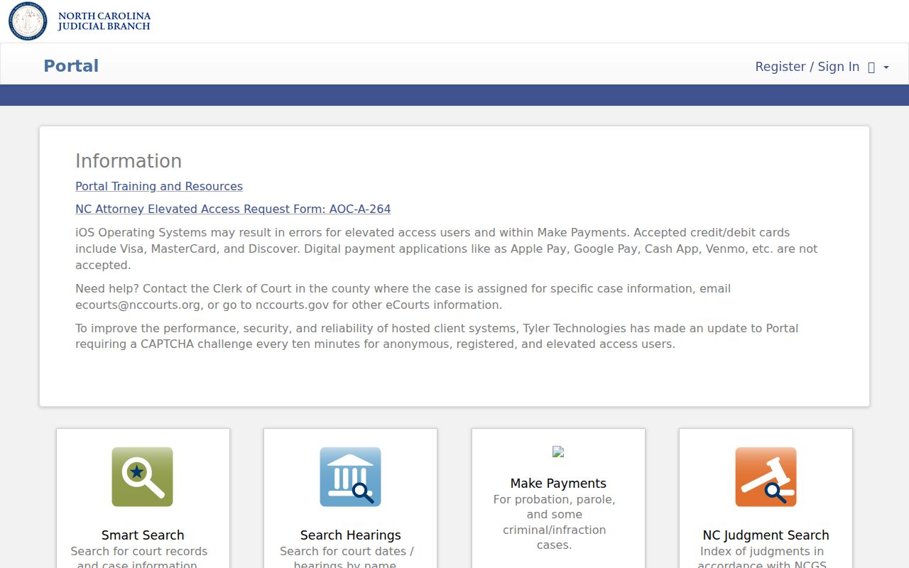 North Carolina eCourts Portal Smart Search for Chowan County case records