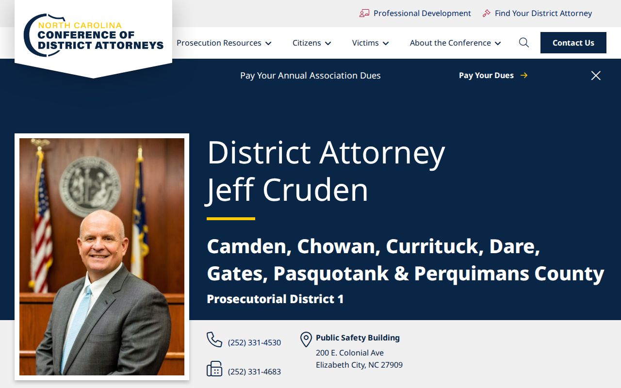 Official Prosecutorial District 1 information for Chowan County criminal cases