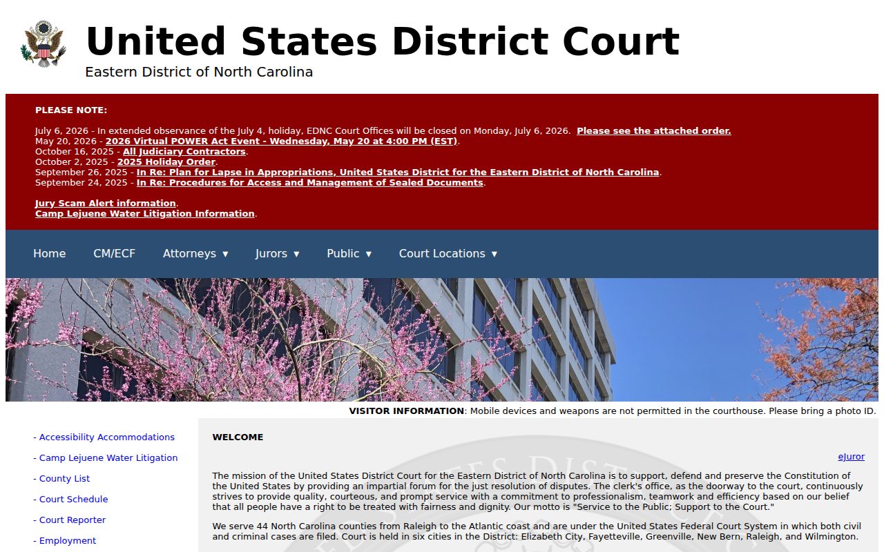 Chowan County criminal records Eastern District federal court