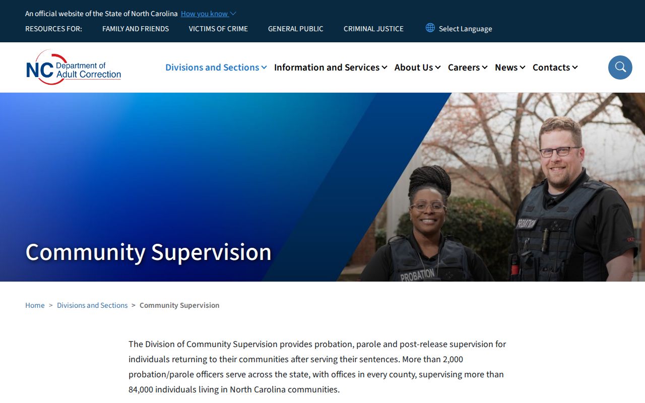 Chowan County criminal history North Carolina community supervision