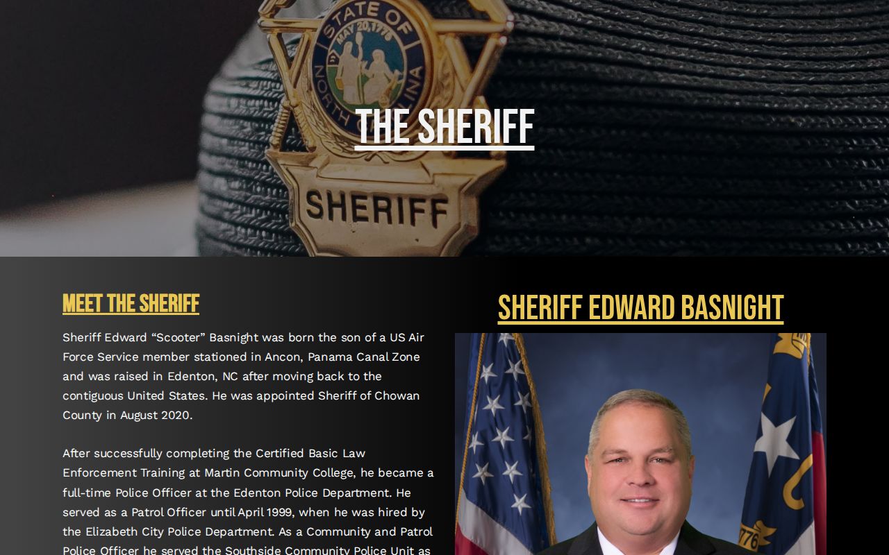 Chowan County criminal records sheriff office contact page