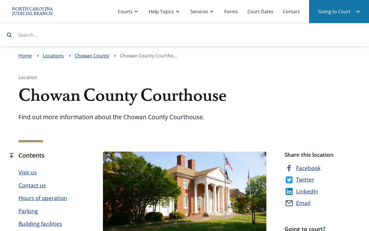 Chowan County criminal records courthouse access page