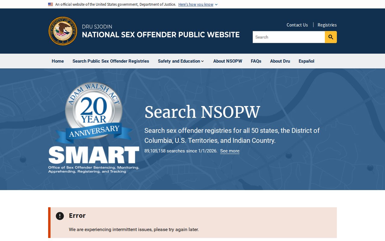National Sex Offender Public Website for cross-state searches from Chowan County