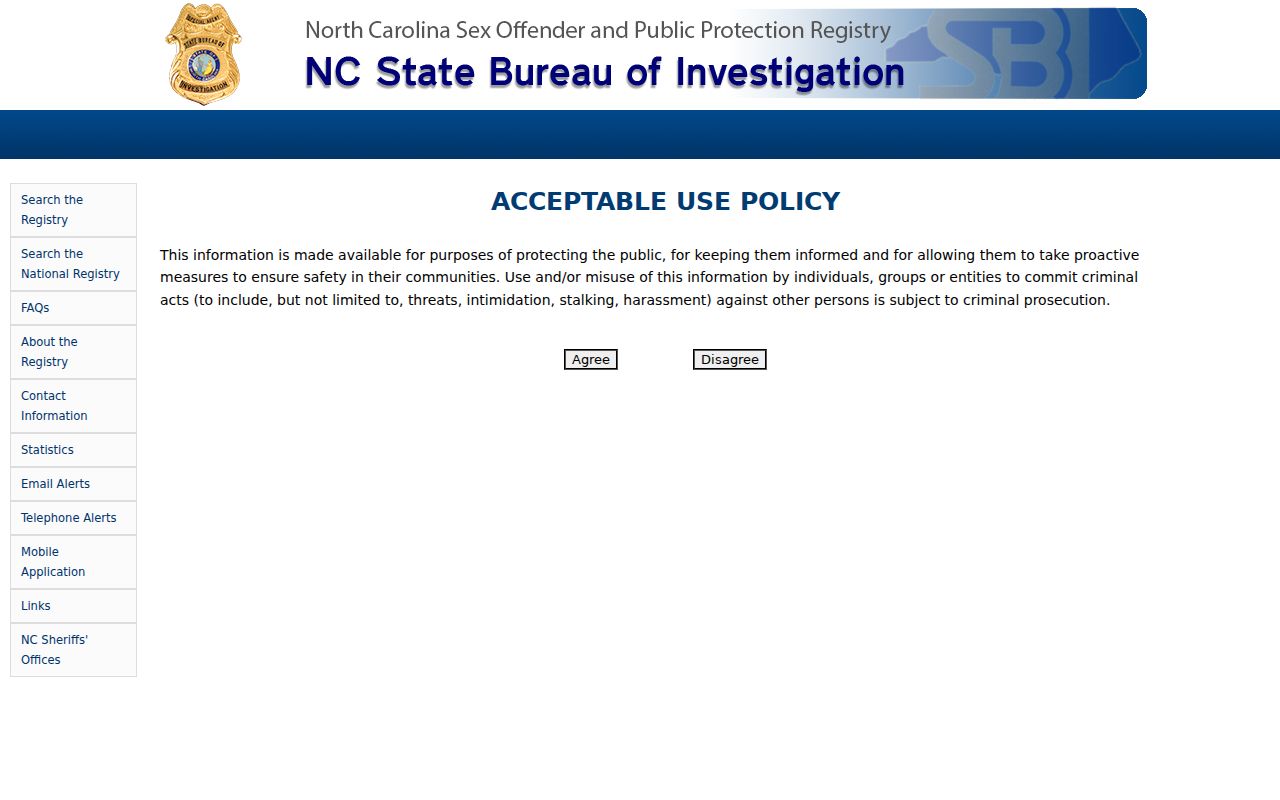 North Carolina registry search for a Chowan County sex offender check